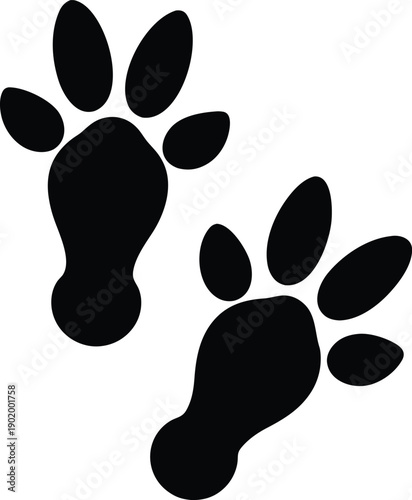 rabbit footprints hopping silhouette vector icon illustration on transparent background