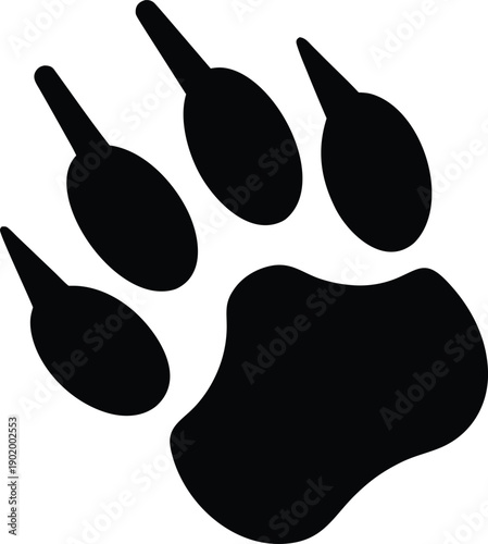 mountain lion track silhouette vector icon illustration on transparent background