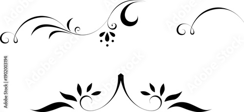 black and white set of delimiters for text, dividers