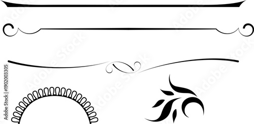 black and white set of delimiters for text, dividers