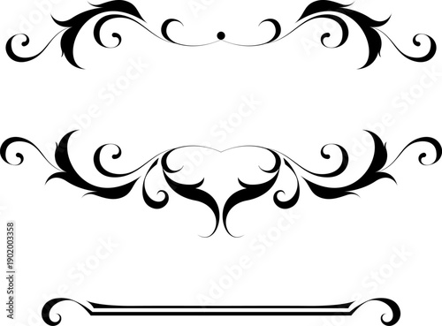 black and white set of delimiters for text, dividers