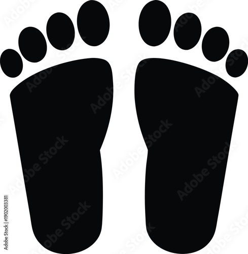 human bare foot print silhouette vector icon illustration on transparent background