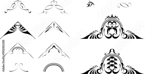 black and white set of delimiters for text, dividers