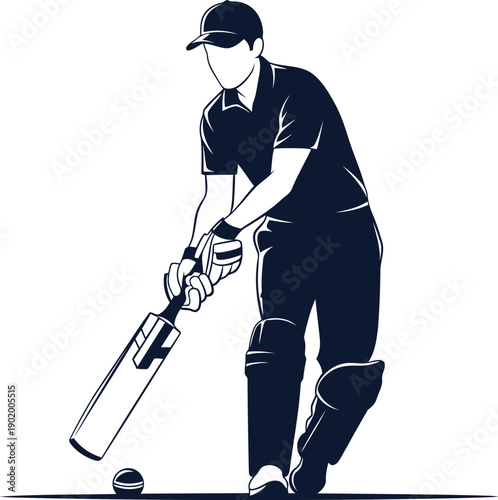 A man in a baseball cap plays cricket