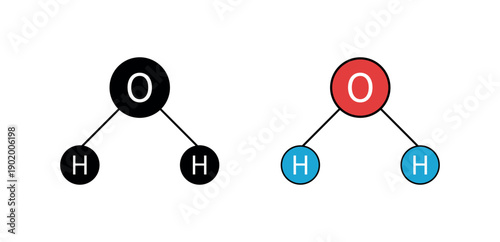 Water Molecule Structure Icon Vector