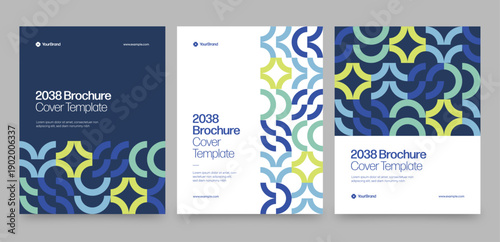 Brochure Cover Template ft. Modern Geometric Pattern for Company Profile, Annual Report, White Paper