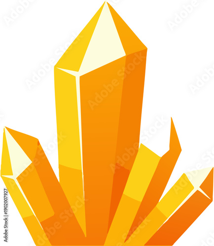 Orange Mineral Crystal Cluster Abstract Vector Illustration