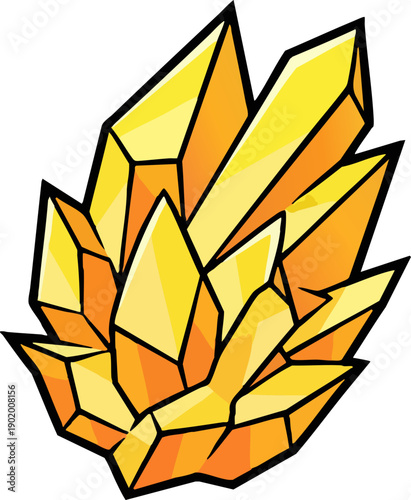 Yellow and orange faceted crystal cluster illustration.