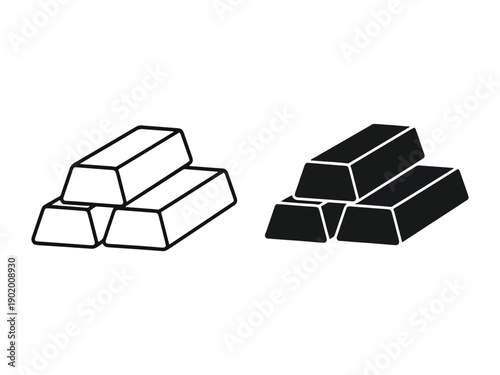Stacks of gold and silver bars depicted in simple illustration style.
