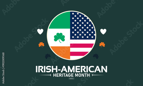 Irish American Heritage Month Vector Shamrock Celtic Knot Flag Culture St Patrick Day Heritage March Banner Design History Stock Graphic Template Illustration