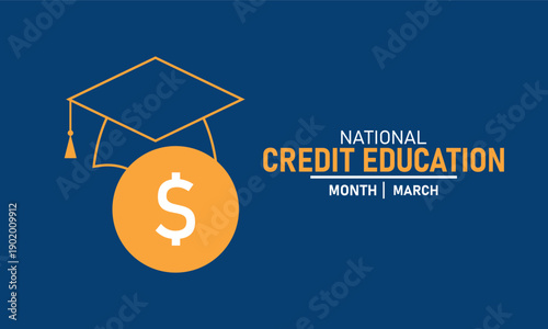 National Credit Education Month Vector Credit Score Report Card Finance Literacy Debt Management Budget Money Tips March Banner Design Awareness Stock Graphic Template