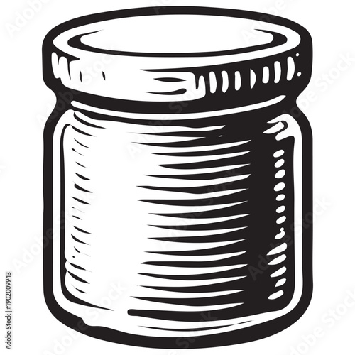 Vintage Glass Jar Doodle Engraving Retro Kitchen Storage Bottle Hand Drawn Line Art Illustration