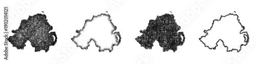 Sketch Northern Ireland map design set