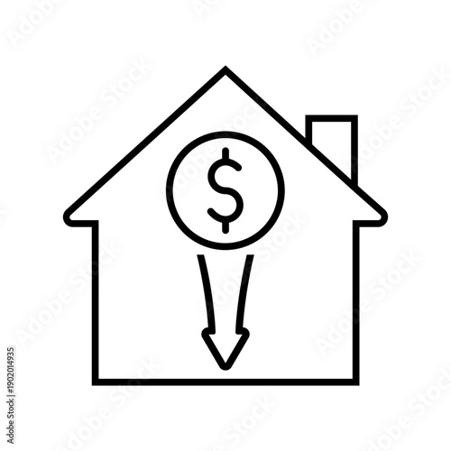 Financial losses vector icon. Revenue decline Illustration sign. Market decline symbol. Economic decline logo.