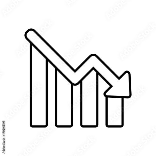 Financial losses vector icon. Revenue decline Illustration sign. Market decline symbol. Economic decline logo.