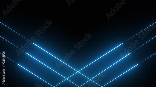 Abstract neon blue lights from bottom animation on dark background, seamless loop with blinking lines and glowing motion for modern video design