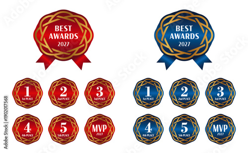 金色のフレームとリボン、ベストアワード・ロゴ