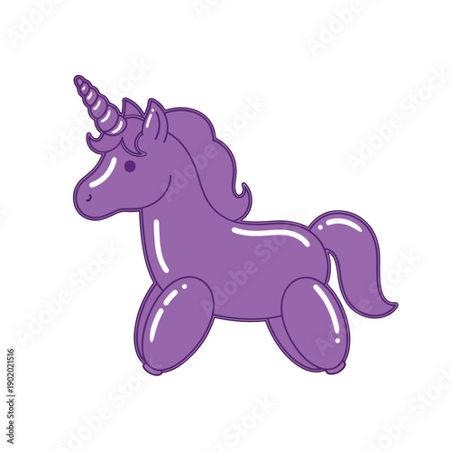 Playful Purple Balloon Unicorn Vector Illustration for Whimsical Designs