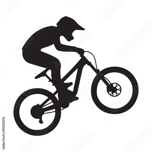 mountain bike jump vector silhouette clip art logo design illustration. abstract mountain bike icon collection

