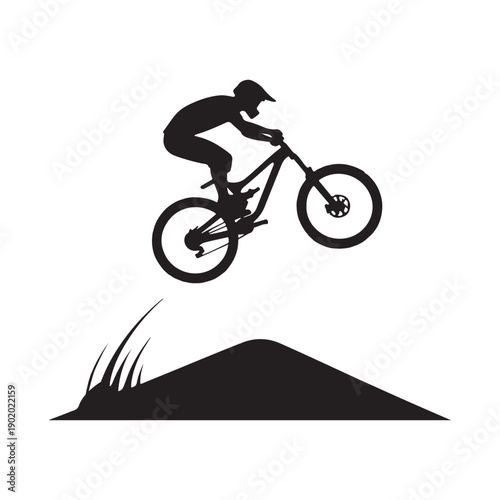 mountain bike jump vector silhouette clip art logo design illustration. abstract mountain bike icon collection
