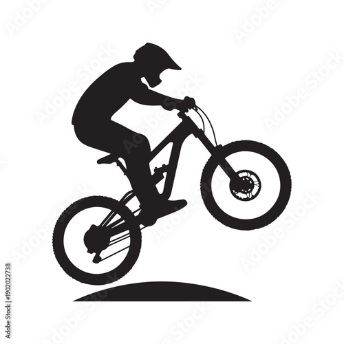 mountain bike jump vector silhouette clip art logo design illustration. abstract mountain bike icon collection
