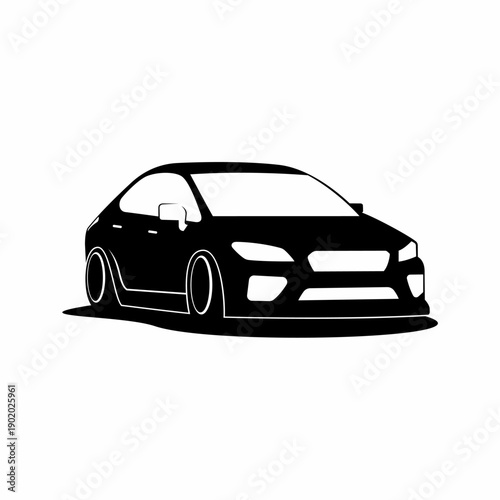 The silhouette of a sports city car isolated on white background
