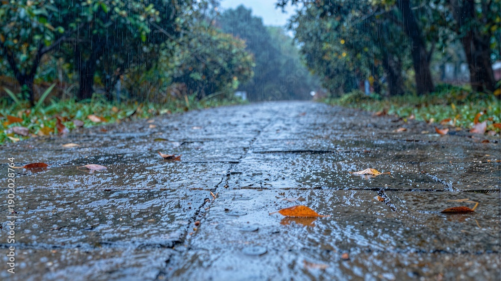 Fototapeta premium autumn leaves on the road