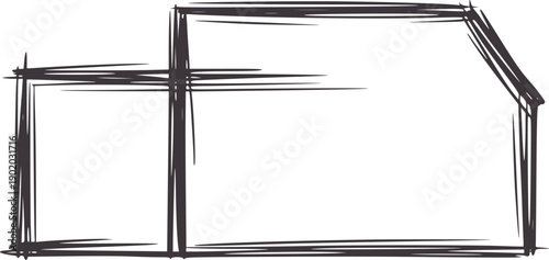 Dark gray simple line of a shed structure building outline lineart