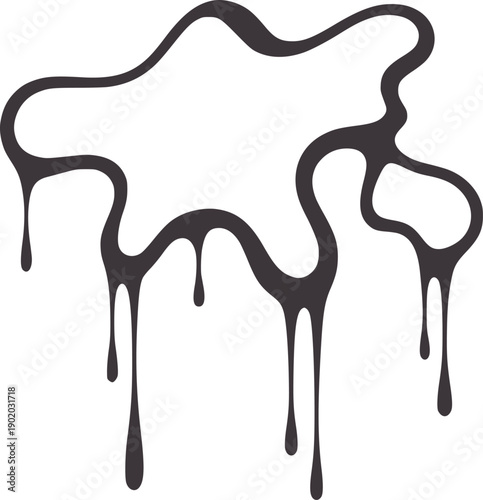 Dark grey blob with dripping liquid effect