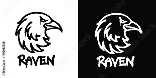 Graffiti raven logo vector design