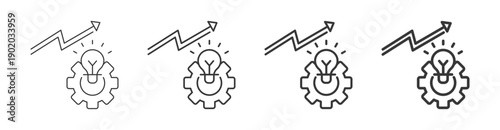 innovation icon set with multiple line weights vector illustration