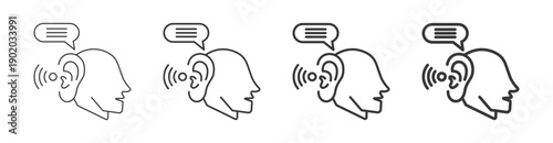 listening skill icon set with multiple line weights vector illustration