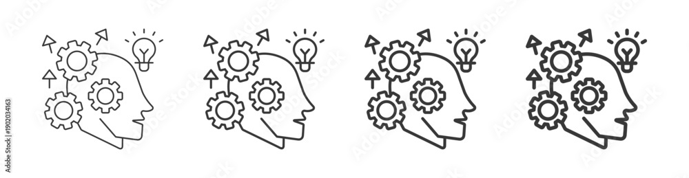 Obraz premium strategic thinking icon set with multiple line weights vector illustration