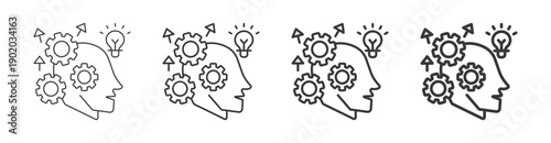 strategic thinking icon set with multiple line weights vector illustration
