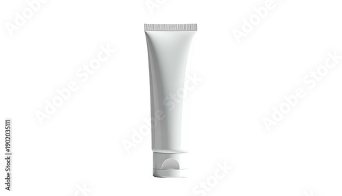 A white tube of product with a flip-top cap, set against a stark black background