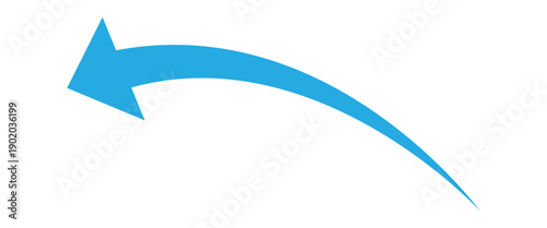 Blue curve arrow indicating leftward side. Vector illustration isolated on white background.