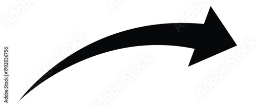 Long black curve arrow. Curve arrow pointing rightward side.