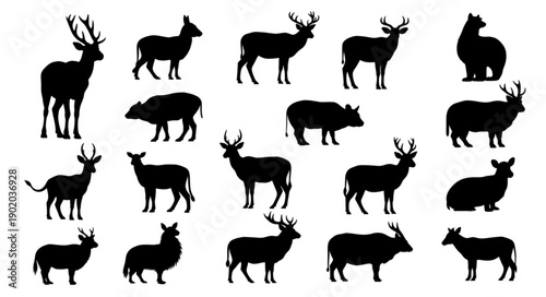 Collection of Deer and Antelope Silhouettes.