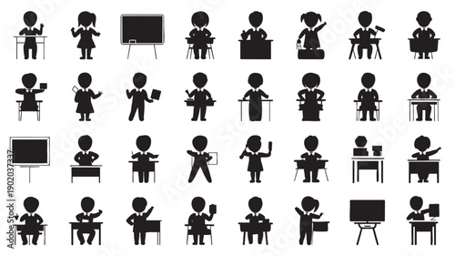 Stick Figures Teaching in Classroom