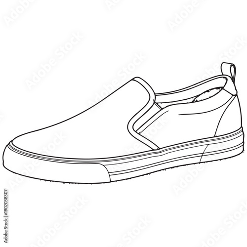 Vector Line Art Illustration of a Casual Slip-On Shoe Design