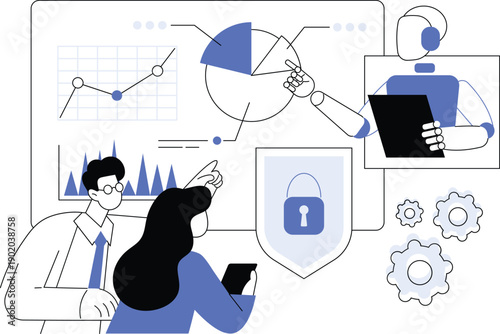 AI-Driven Security Training abstract concept vector illustration.