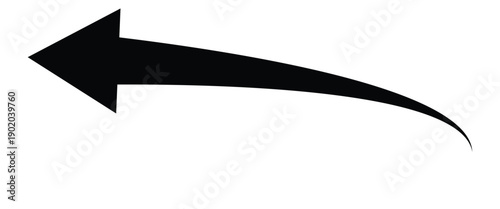 Black curve arrow pointing leftward direction. Arrow icon use for your web site design, logo, app, UI. arrow indicated the direction symbol. Vector illustration isolated on white background.