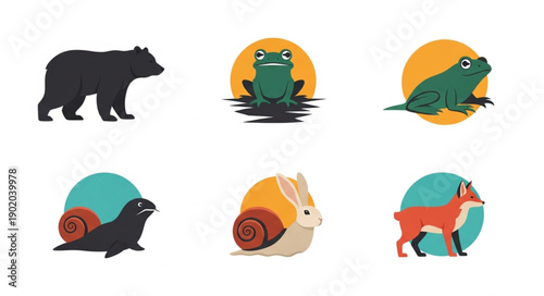 Collection of Diverse Animal Icons Set.