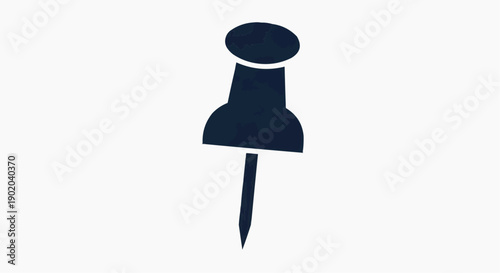 Dark Blue Vector Push Pin Icon – Thumbtack Illustration Isolated on White Background