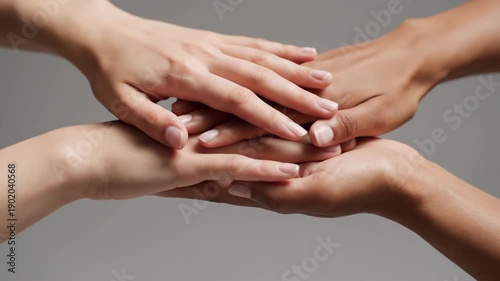 Wallpaper Mural Four Diverse Hands Joining Together in a Symbolic Gesture of Unity and Support Torontodigital.ca
