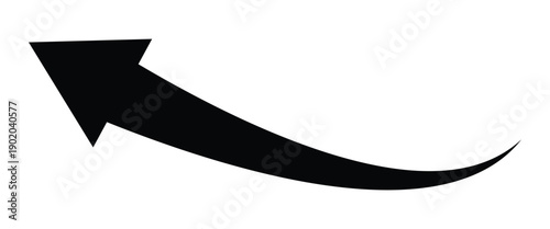 Black curve arrow indicating upward direction. Black curve arrow icon for web site design, logo, app, UI sign vector illustration on white background.