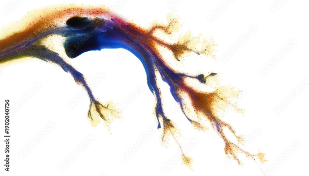 Fototapeta premium Flowing paint organic growth with liquid tree branch
