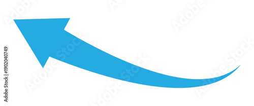 Curve arrow pointing upward side. A simple, blue curved arrow pointing to the up on a white background. Direction symbol. Arrow symbol for app, UI, web.