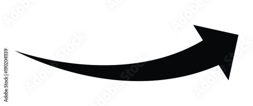 Black long curve arrow pointing upward direction. Flat style arrow icon for web site design, logo, app, UI. arrow indicated the direction symbol. Vector illustration.