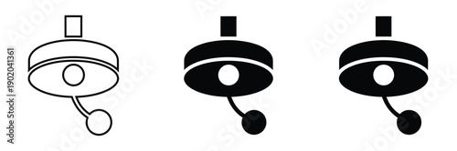 Ceiling lamp icon set. Vector illustration of hanging light fixture in outline and solid silhouette styles.